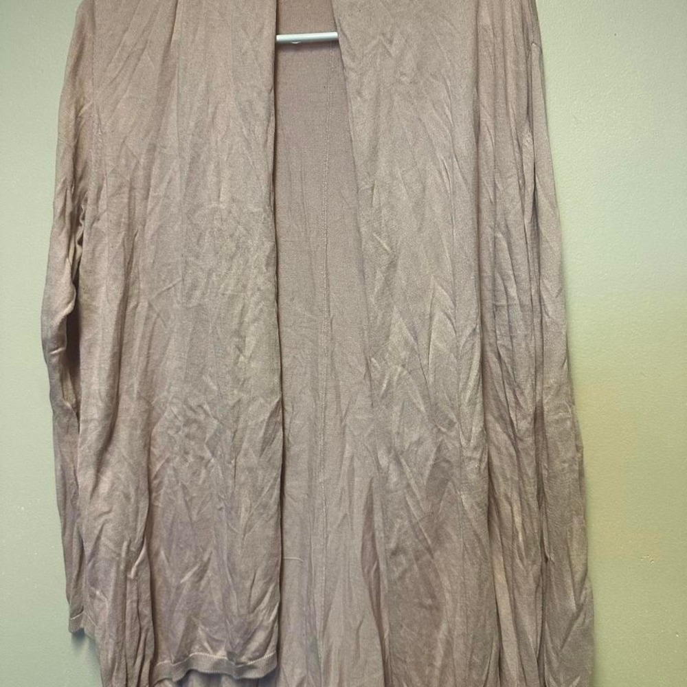 Expess taupe long sleeve cardigan with cowl neck and tie back ‎ siz larg